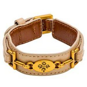 Patricia Nash Delphine Riding Bit Leather Buckle Bracelet Gold Biscuit NWT
